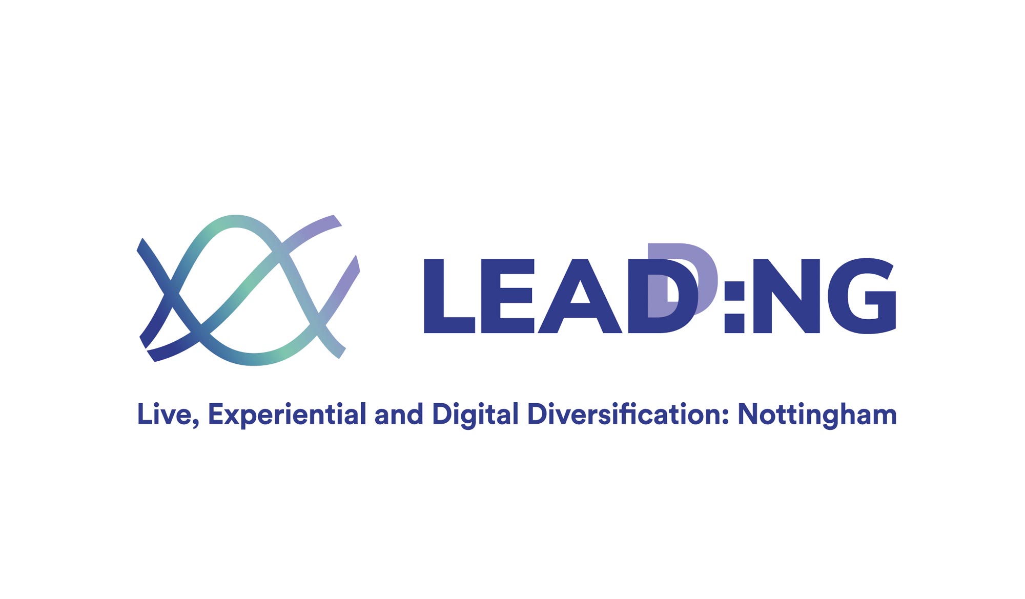 The logo for LEAD:NG featuring a modern, gradient-styled design, accompanied by the full name "Live, Experiential and Digital Diversification: Nottingham."