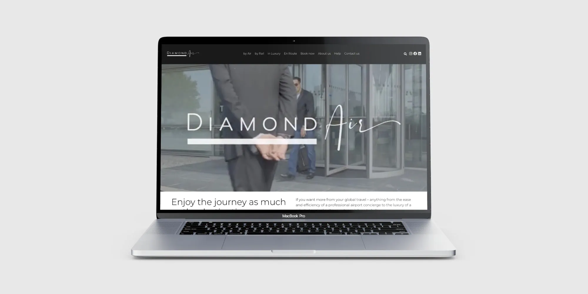 A laptop displaying the DiamondAir website.