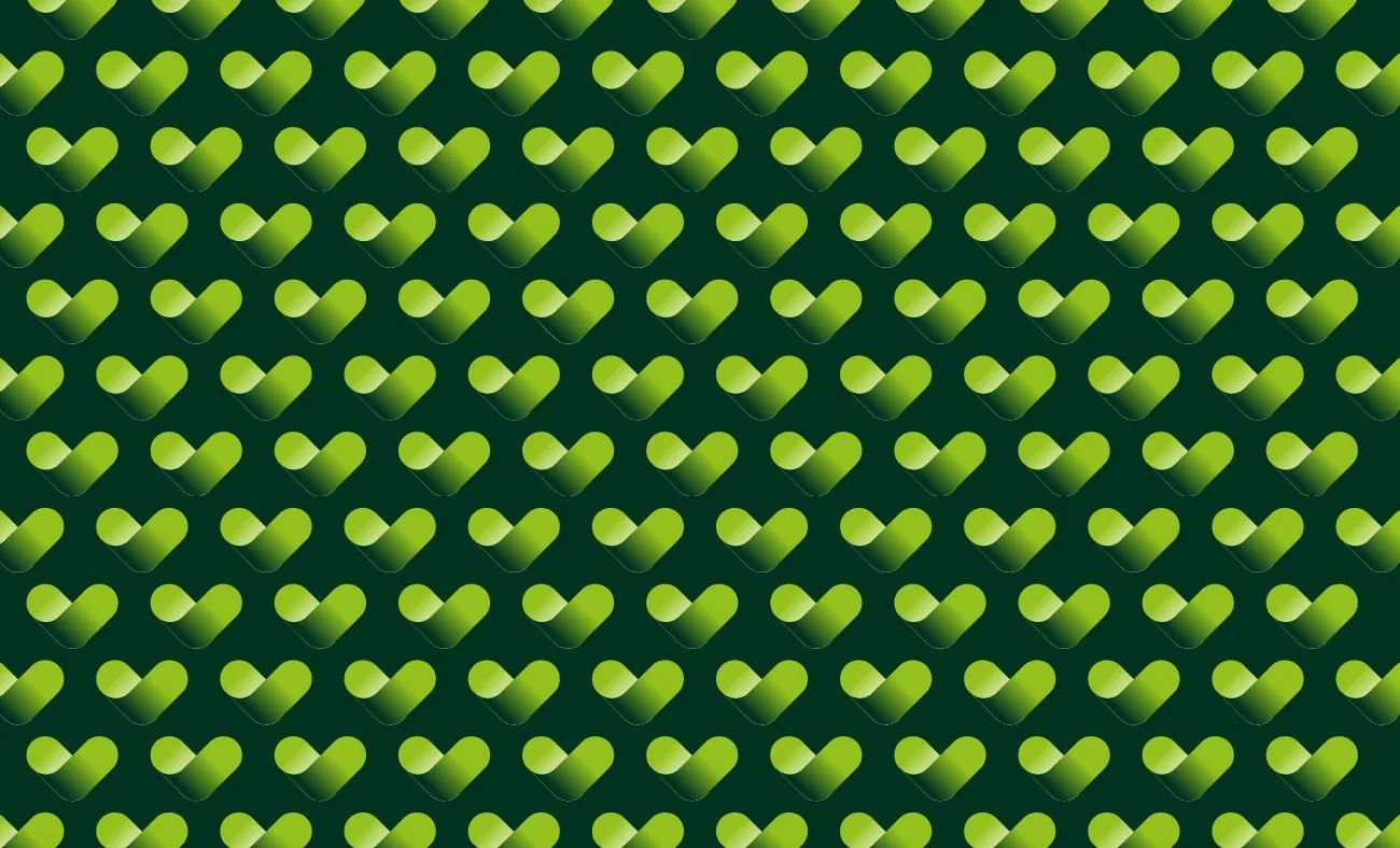 A repeating pattern of the Bentley Wellbeing logo.